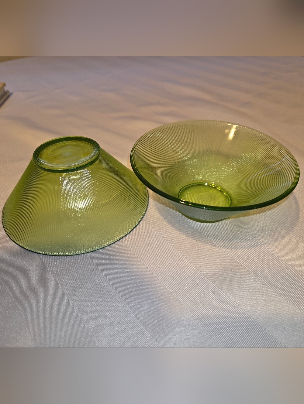 Limelight Green Ribbed Federal Glass Snack Bowls - Set of 2